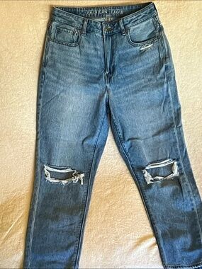 American Eagle Ripped High-Rise Jeans - Blue